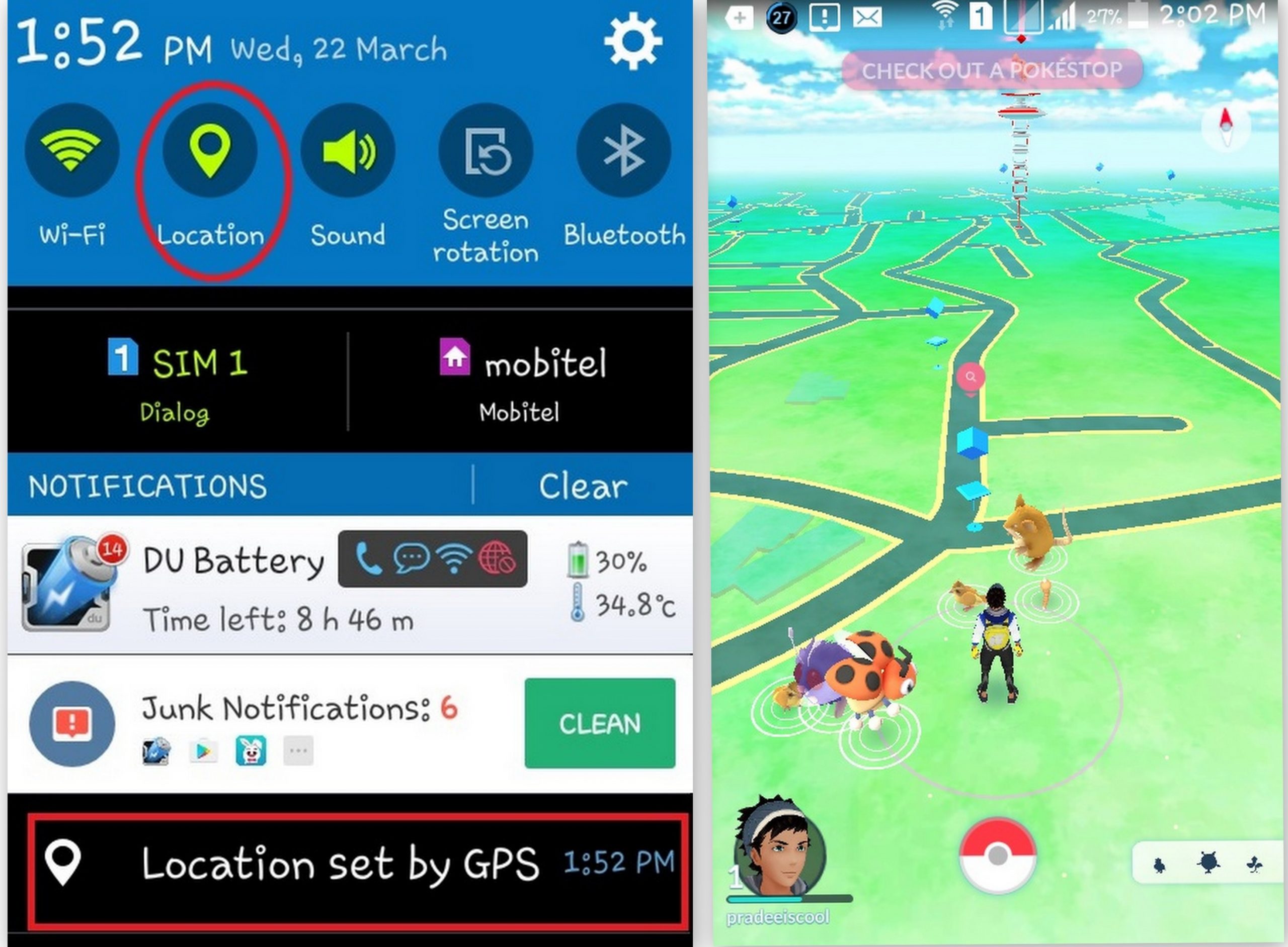 PokemonGo GPRS Signal